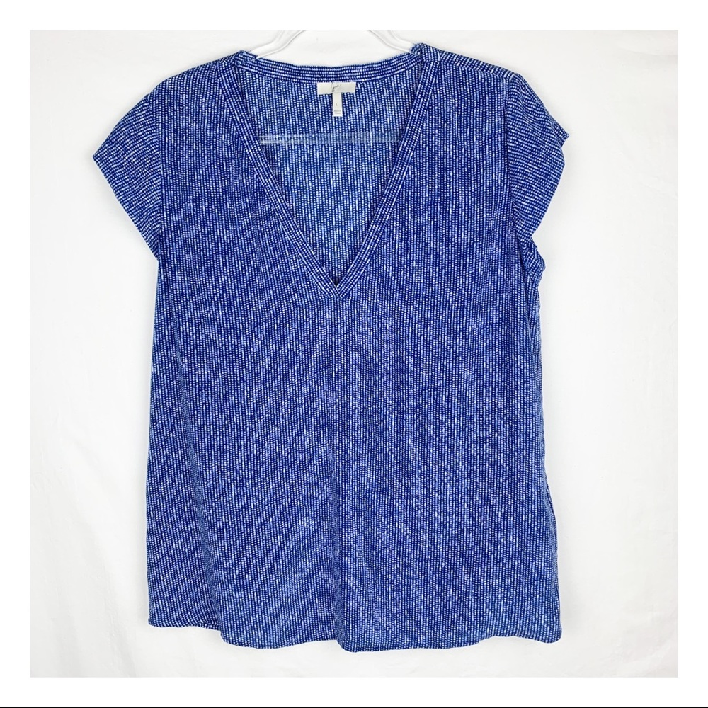 Joie Rubina Harbor Blue 100% Silk Blouse sz L